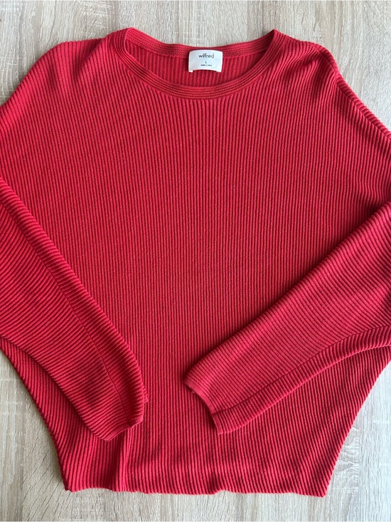 Wilfred Sweaters - Wilfred Red Ribbed Crewneck Sweater Linen Blend Lightweight Aritzia S Small